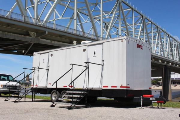 White Rumpke Restroom Trailer At Cincinnati Italian Festival Event