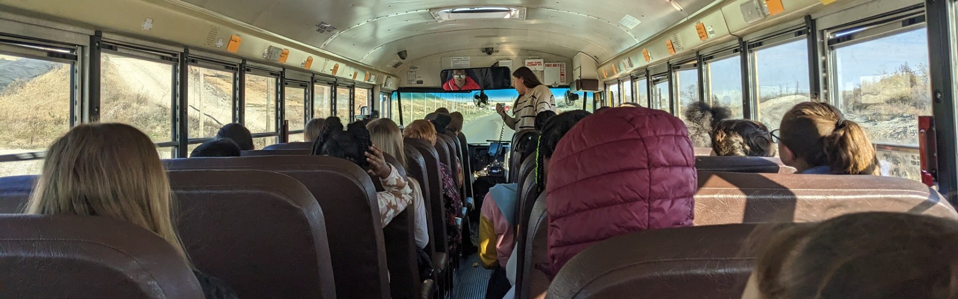 Rumpke Landfill Tour Guide Giving Landfill Tour From Bus
