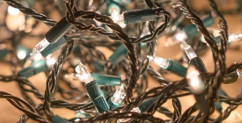 Traditional White Christmas Lights For Reuse Or Donation