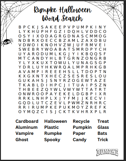 Rumpke Halloween Word Search