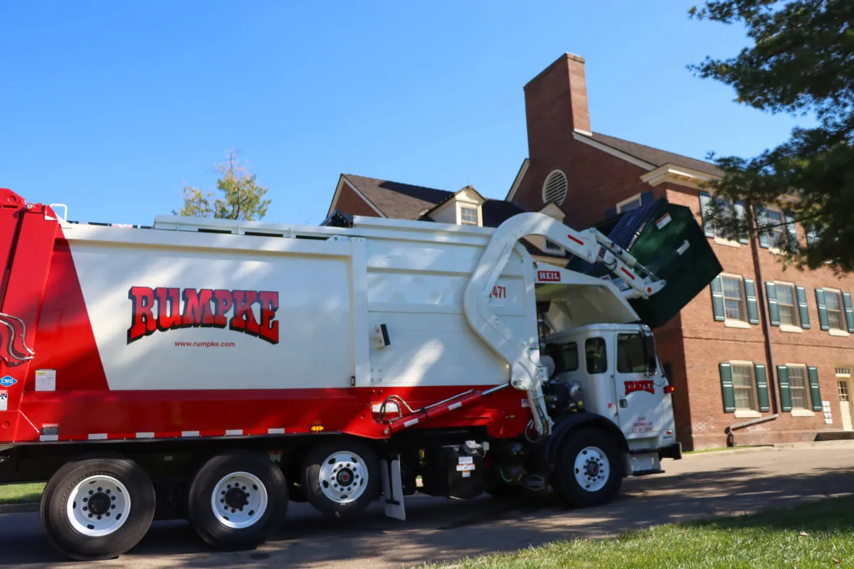 Rumpke Commercial Trash Pickup Truck And Container Cleveland Ohio